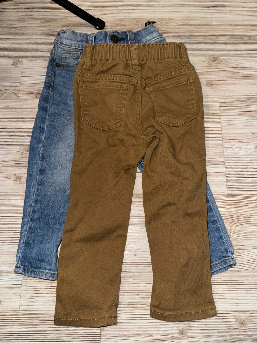 Kids Stretch Denim Jeans and Brown Twill Pants - 2-Pack